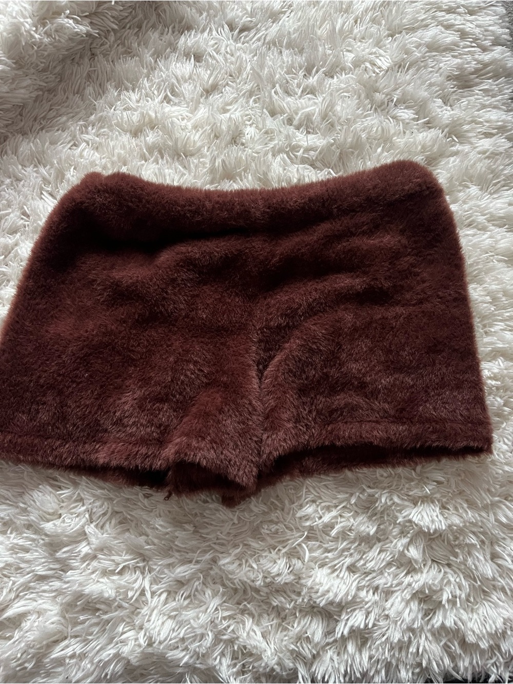 Cozy Fuzzy Brown Short Shorts Pjs